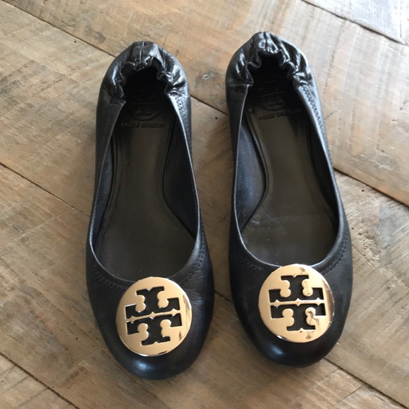 Tory Burch Shoes - Tory Burch Reva flats - black with silver logo